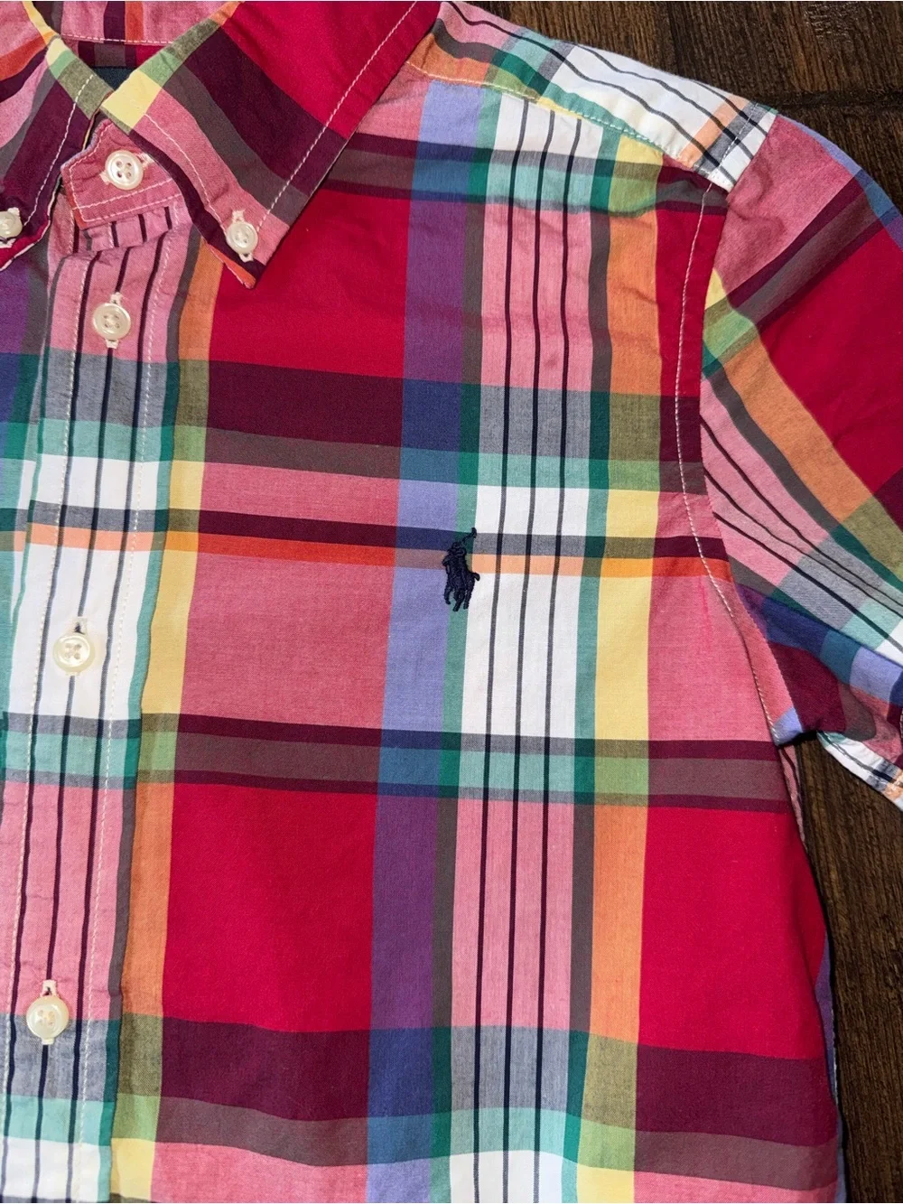 Kids Ralph Lauren Colorful Plaid Button Up Shirt Size 7